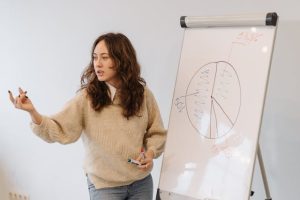 Illustrative image of A Woman in Knitted Sweater used in Accordemy®'s training on Communication Skills for CEOs