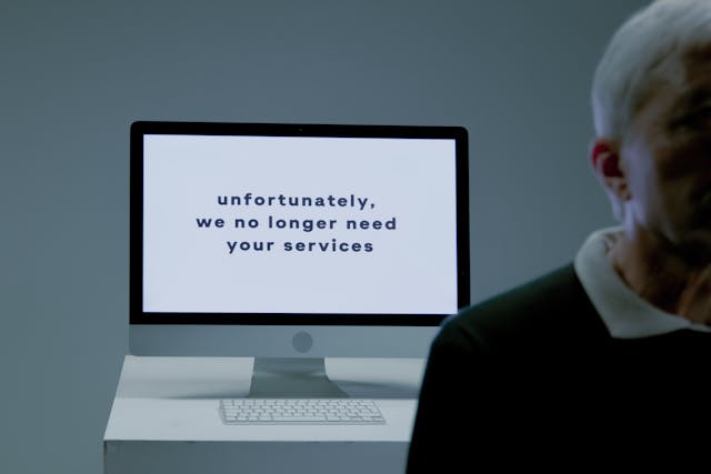 Illustrative image Part of a body of an elderly man used in Accordemy®'s training on Employee Termination Processes