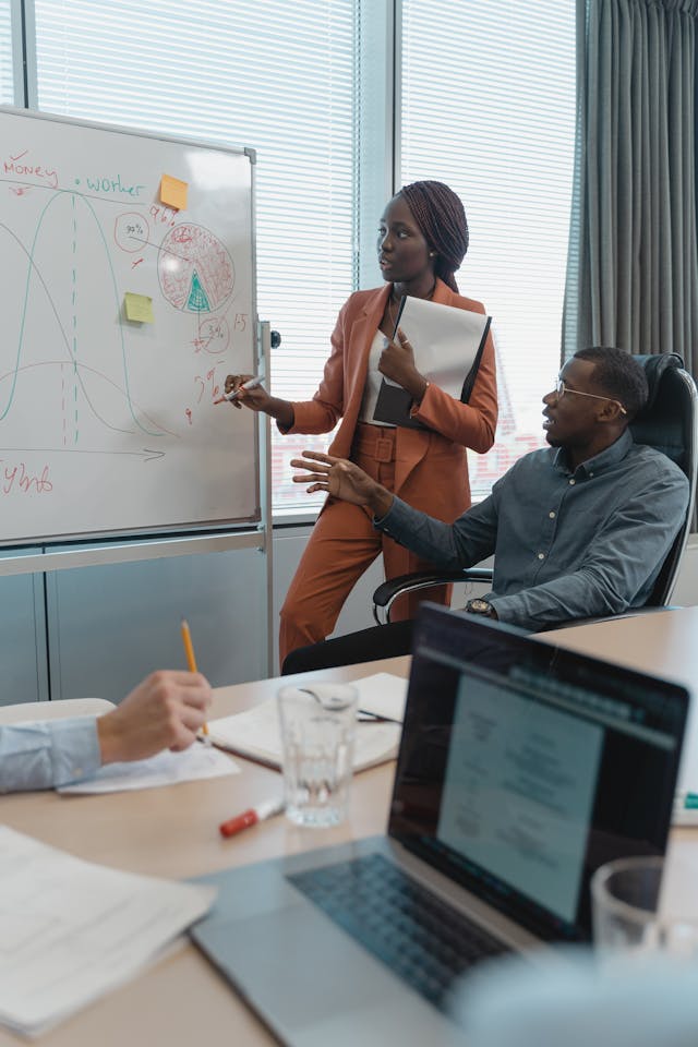 Illustrative image Coworkers in a Conference Room having a Meeting used in Accordemy®'s training on Advanced Human Resource Management