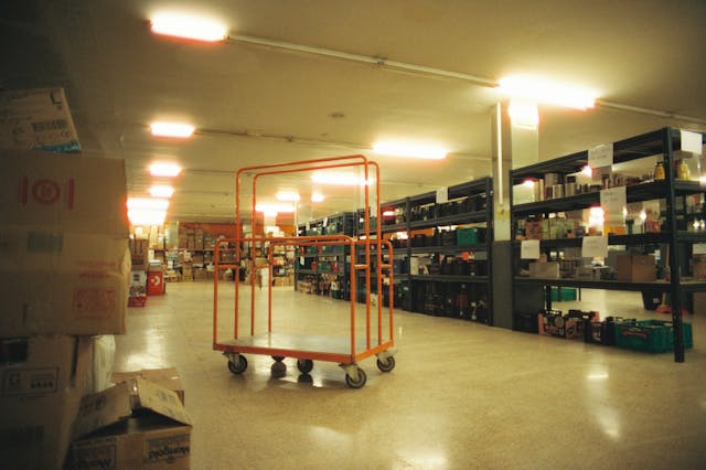 Illustrative image Warehouse with Concrete Floors used in Accordemy®'s training on AI and Automation in Supply Chain