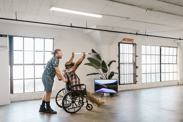 Illustrative image A Man Riding a Wheelchair used in Accordemy®'s training on Integrated Community Based Healthcare