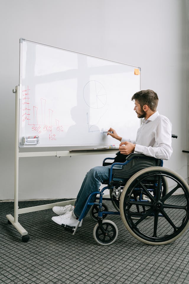 Illustrative image A Man in White Button Up Long Sleeve used in Accordemy®'s training on Disability mainstreaming in projects/programs