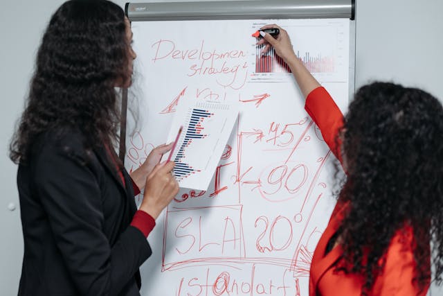 Illustrative image Business Women Planning a Strategy used in Accordemy®'s training on Writing Winning Proposals for Relief and Development Projects