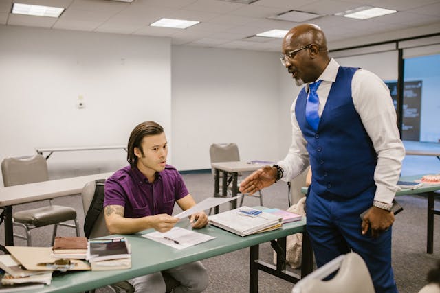 Illustrative image Teacher Caught His Student Cheating During an Exam  used in Accordemy®'s training on Training of Master Trainers (ToMT): Level 3 of the TDP